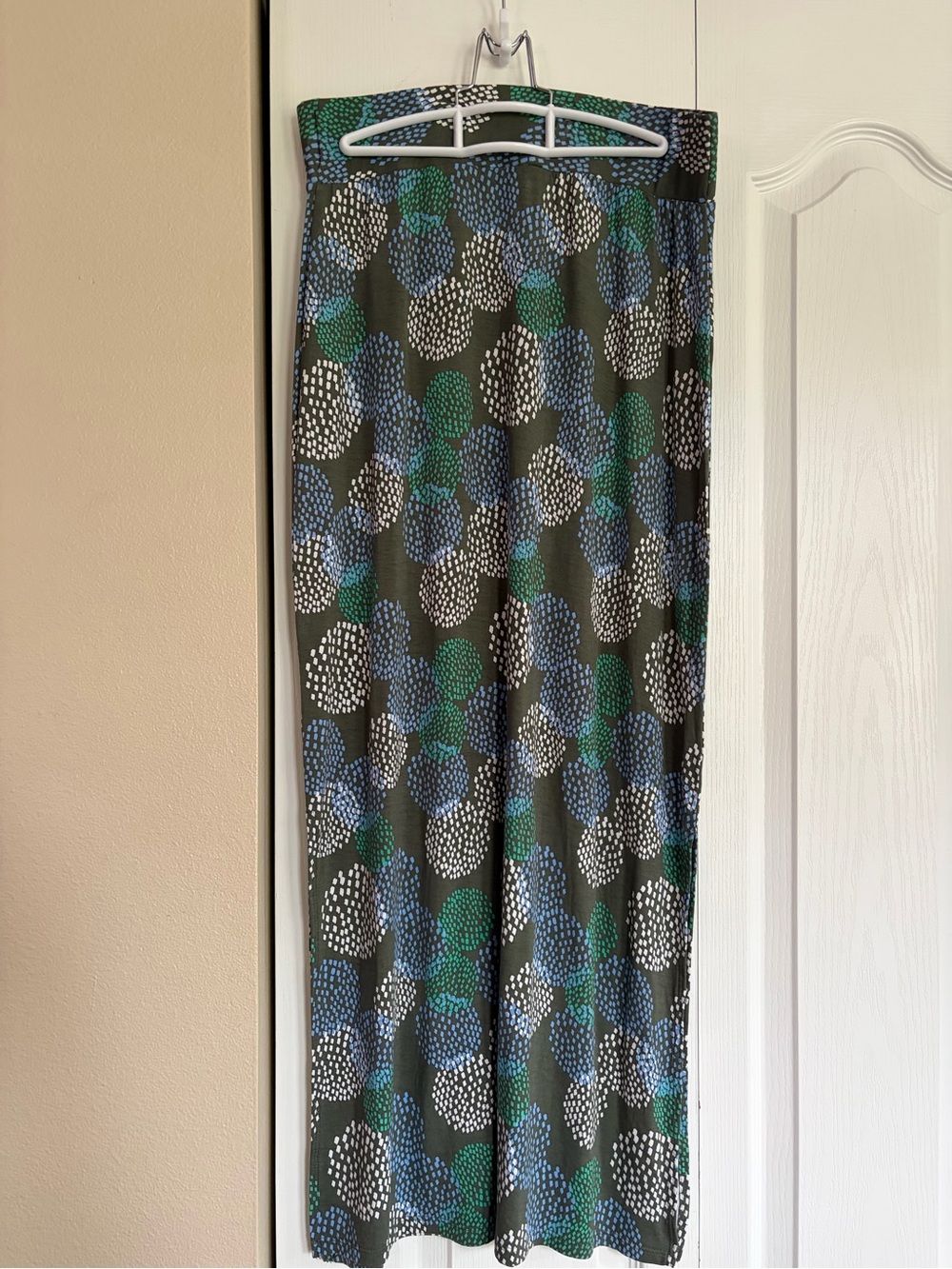 Women’s Green & Blue Dot Maxi Skirt